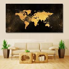 World Gold Map Canvas Planet World