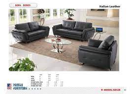 Sf 832 Italian Black Leather Sofa