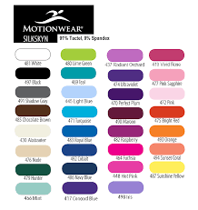 Motionwear Silkskyn Color Chart