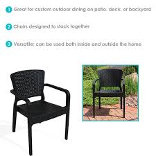 Sunnydaze Decor Segonia Plastic Stacking Arm Chair Set Of 4 Black