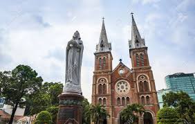 A virgin mary statue also stands in front of saigon notre dame cathedral, which locals claimed to have shed tears in october 2005. Notre Dame Cathedral Ho Chi Minh City Vietnam Saigon Notre Dame Stock Photo Picture And Royalty Free Image Image 20077338