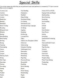 Examples Of Special Skills For A Resume Resume Skills List