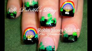 What clever nail designs for st. St Patricks Day Nails Rainbows And Pot Of Gold Shamrock Nail Art Design Youtube