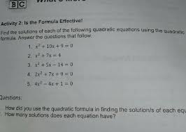 Use Quadratic Formula Brainly Ph