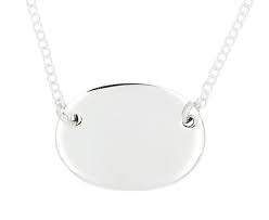 Sterling Silver Monogram Personalized Engravable Sideways Oval Pendant With Curve Link Chain Necklace