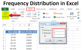 frequency distribution in excel using