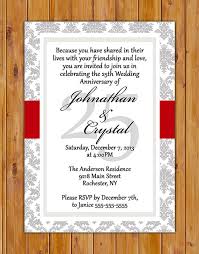 25th Wedding Anniversary Invitation Red And Grey By Scadesigns