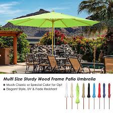 Outdoor Patio Wood Umbrella Wooden Pole