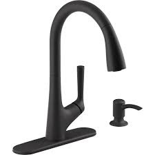 Check spelling or type a new query. Kohler Elmbrook Single Handle Pull Down Sprayer Kitchen Faucet In Matte Black K R22968 Sd Bl The Home Depot