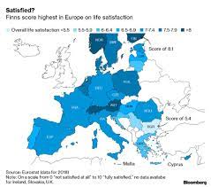 As shown on the given finland location map that finland is located in the northern part of europe continent. Finland Has Highest Life Satisfaction In The European Union Map Bloomberg