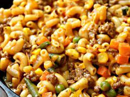 skillet cheesy beef and veggie macaroni