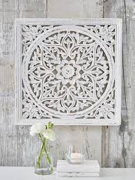 White Wooden Hand Carved Wall Panel