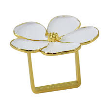 gold enamel flower napkin ring