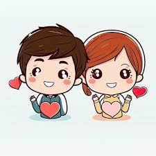 smile couple stricker cute cartoon love
