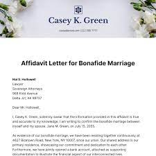 affidavit letter for bonafide marriage