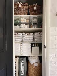 bathroom linen closet organization