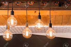 Decorative Antique Led Tungsten Light Bulbs Hanging On Ceiling Stock Photo Picture And Royalty Free Image Image 103423408