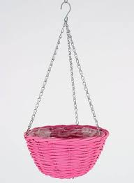 Garden Supplies Pink Wicker Hanging Basket