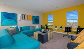 info blue and yellow living room