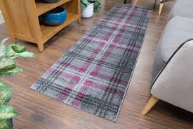 silver tartan rug runner purple