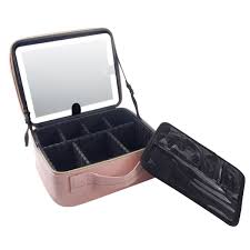 3 color led lighted makeup bag travel