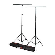 Dj Lighting Stand Package W 2 Stands Square T Bars Carry Case 9ft Height Prox Live Performance Gear