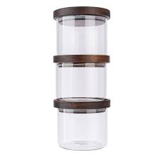 Stacking Glass Storage Jars Set