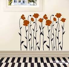 Wall Stencil Poppy Field Flower