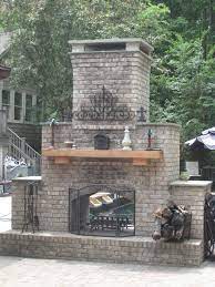 Outdoor Brick Fireplace With Hearth And