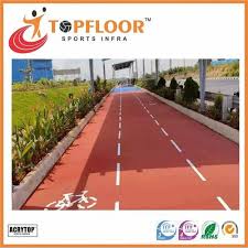 synthetic rubber red cycle tracks