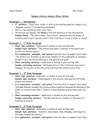 sample literary analysis essay outline senior english mrs braun sample literary analysis essay outline paragraph 1 introduction 61623 1st sentence ldquohookrdquo your reader in an interesting