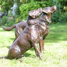 Bronze Dog Statue Lawn Ornamental