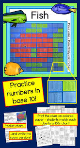 Fish 100s Pocket Chart With Base Ten Blocks Ocean Theme