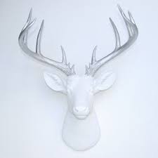 Faux Stag Deer Head Wall Mount White
