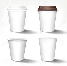 Set Of Realistic Paper Cups In Front View Vector Templates