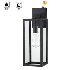 Hukoro 1 Light 17 25 In H Matte Black Outdoor Wall Lantern Sconce With Dusk To Dawn