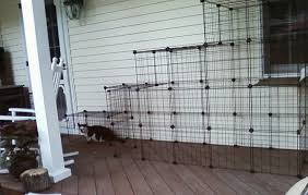 Check out these different connected outside cat enclosures which even include an enclosed tree which was wrapped with small wire patches for the cats. Do It Yourself Cat Enclosure Catioblog