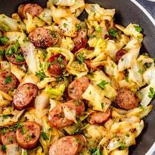 smothered cabbage with sausage skillet