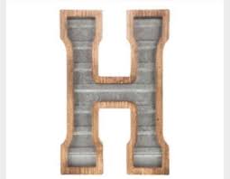 Large Wood Galvanized Metal Letter H