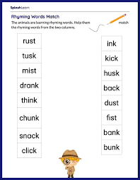 rhyming word families revision sheet 5