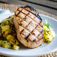 grilled pork chops and pineapple salsa