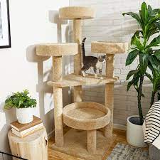 real carpet wooden cat tree condo