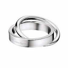 Calvin Klein Coil Stainless Steel Double Ring Size 6