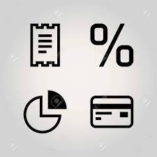 Technology Vector Icon Set Chart Credit Card Percentage And