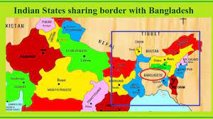 Which States of India share boundaries with Bangladesh?