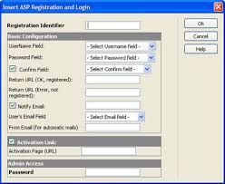 asp form registration and login