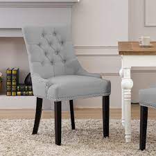 mason gray tufted wingback dining chair