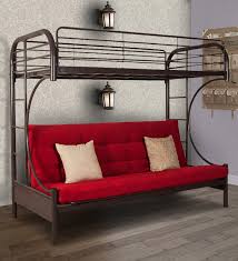 bunk beds bucharest metal bunk bed in brown and red colour pepperfry