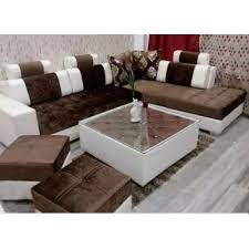 brown and white designer wooden sofa set