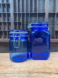 Cobalt Blue Glass Canisters Mismatched